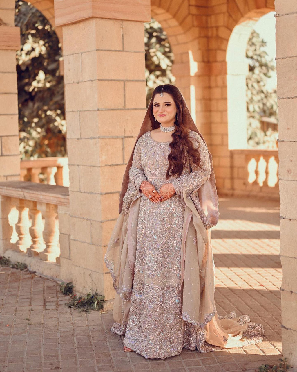 Mehr-o-Mah – Dusty Pink Hand-Embellished Maxi Gown Set