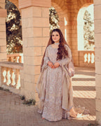 Mehr-o-Mah – Dusty Pink Hand-Embellished Maxi Gown Set
