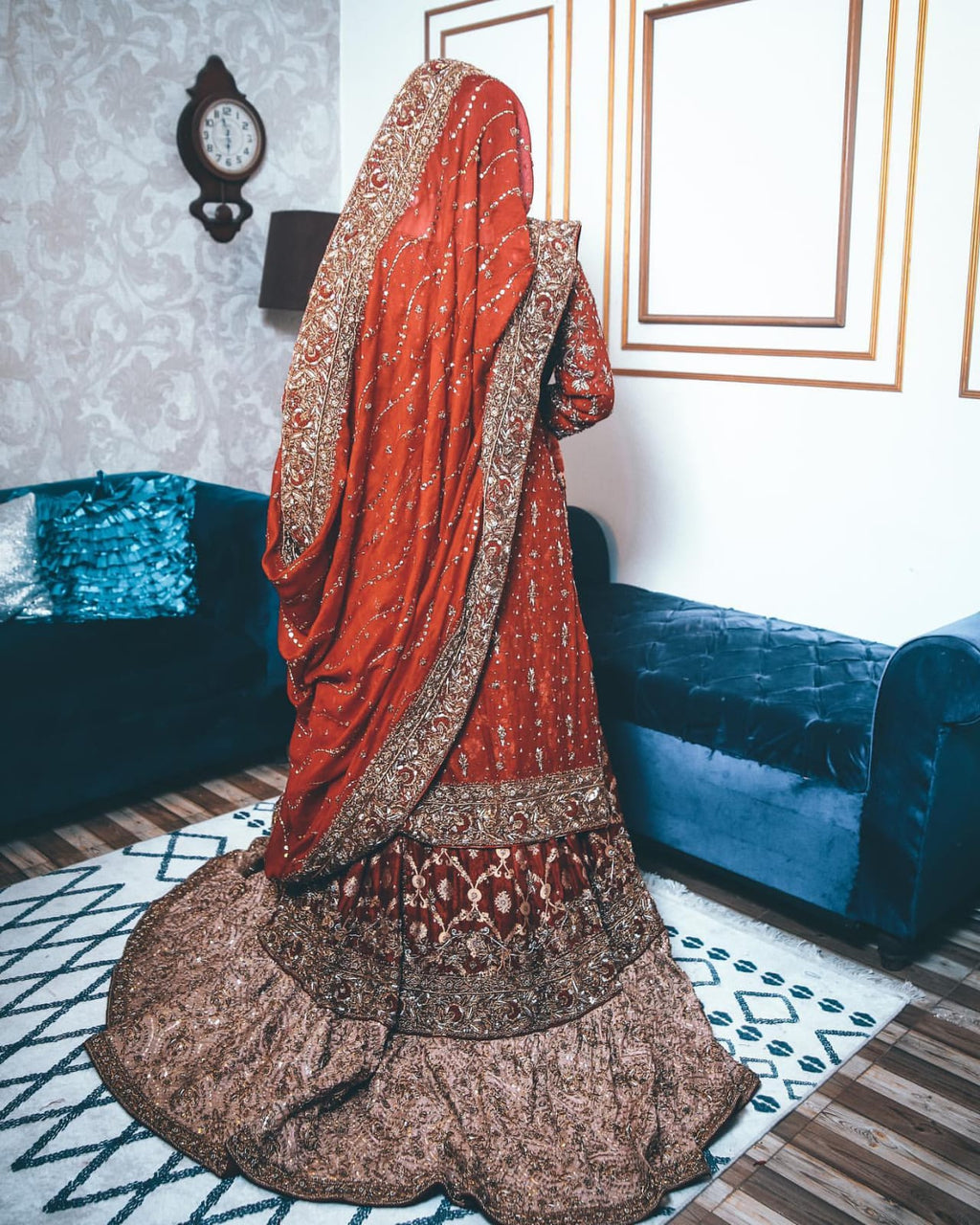 Shehnai-e-Surkh – Regal Crimson & Antique Gold Bridal Lehenga Set
