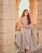 Mehr-o-Mah – Dusty Pink Hand-Embellished Maxi Gown Set