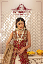Mehrunissa – Crimson Silk Open Jacket & Ivory Lehenga Set
