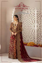 Gul-e-Anaar – Heavily Embroidered Maroon Pishwas & Lehenga Set