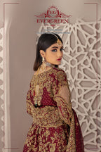 Gul-e-Anaar – Heavily Embroidered Maroon Pishwas & Lehenga Set