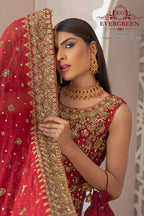 Dilkash – Heritage Crimson Bridal Ensemble with Farshi Gharara