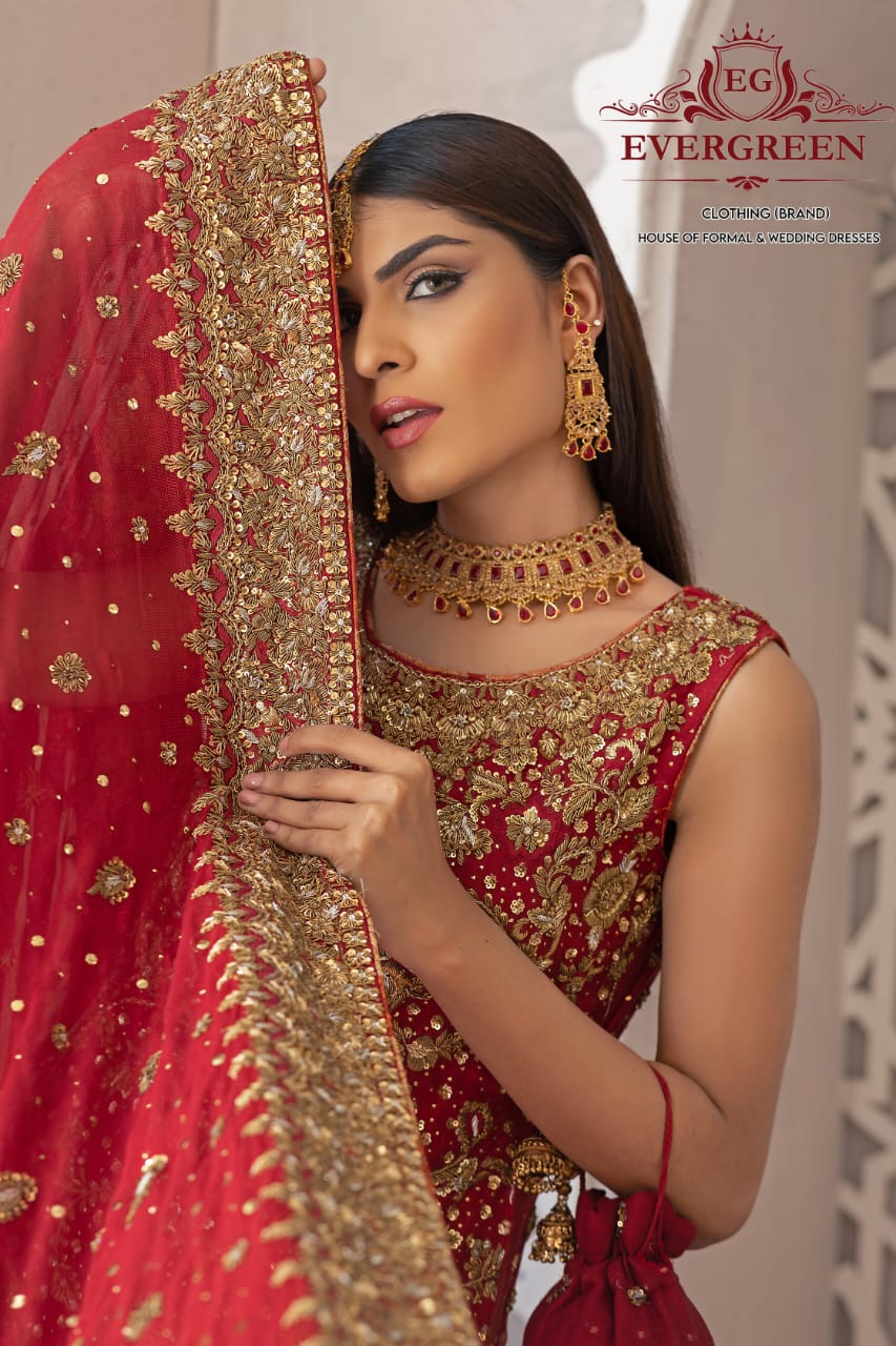 Dilkash – Heritage Crimson Bridal Ensemble with Farshi Gharara