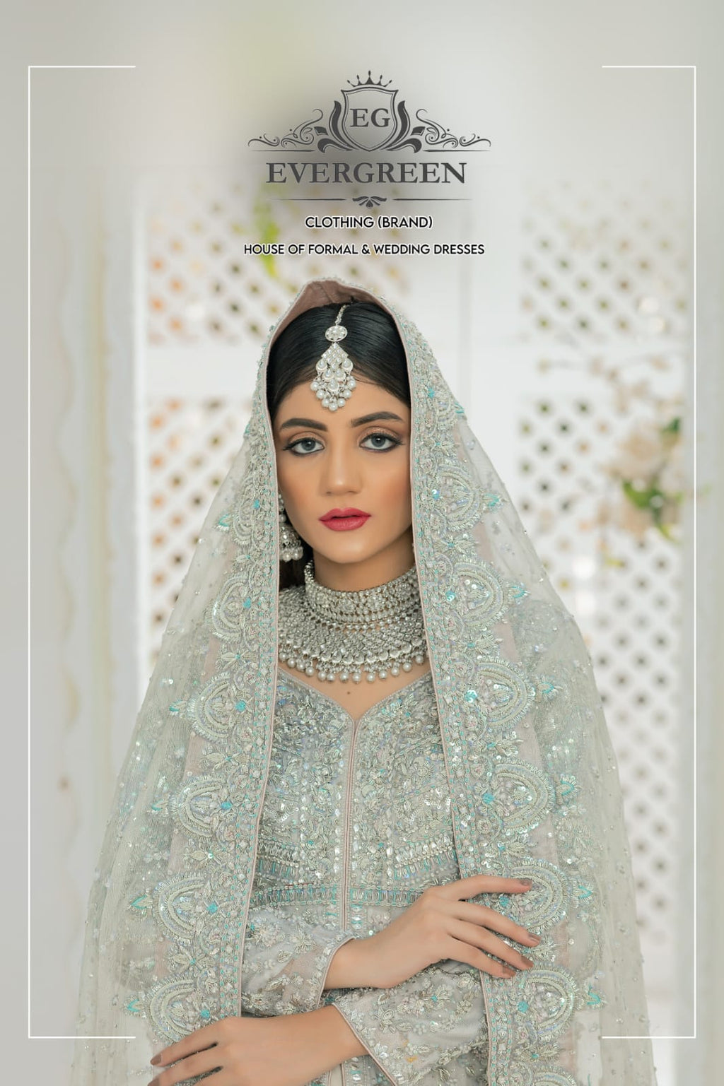 Crystal Frost – Silver Embroidered Pastel Bridal Ensemble