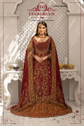 Royal Maroon Bridal Gown with Heavy Gold Embroidery & Luxury Dupatta