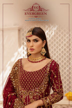 Royal Maroon Bridal Gown with Heavy Gold Embroidery & Luxury Dupatta