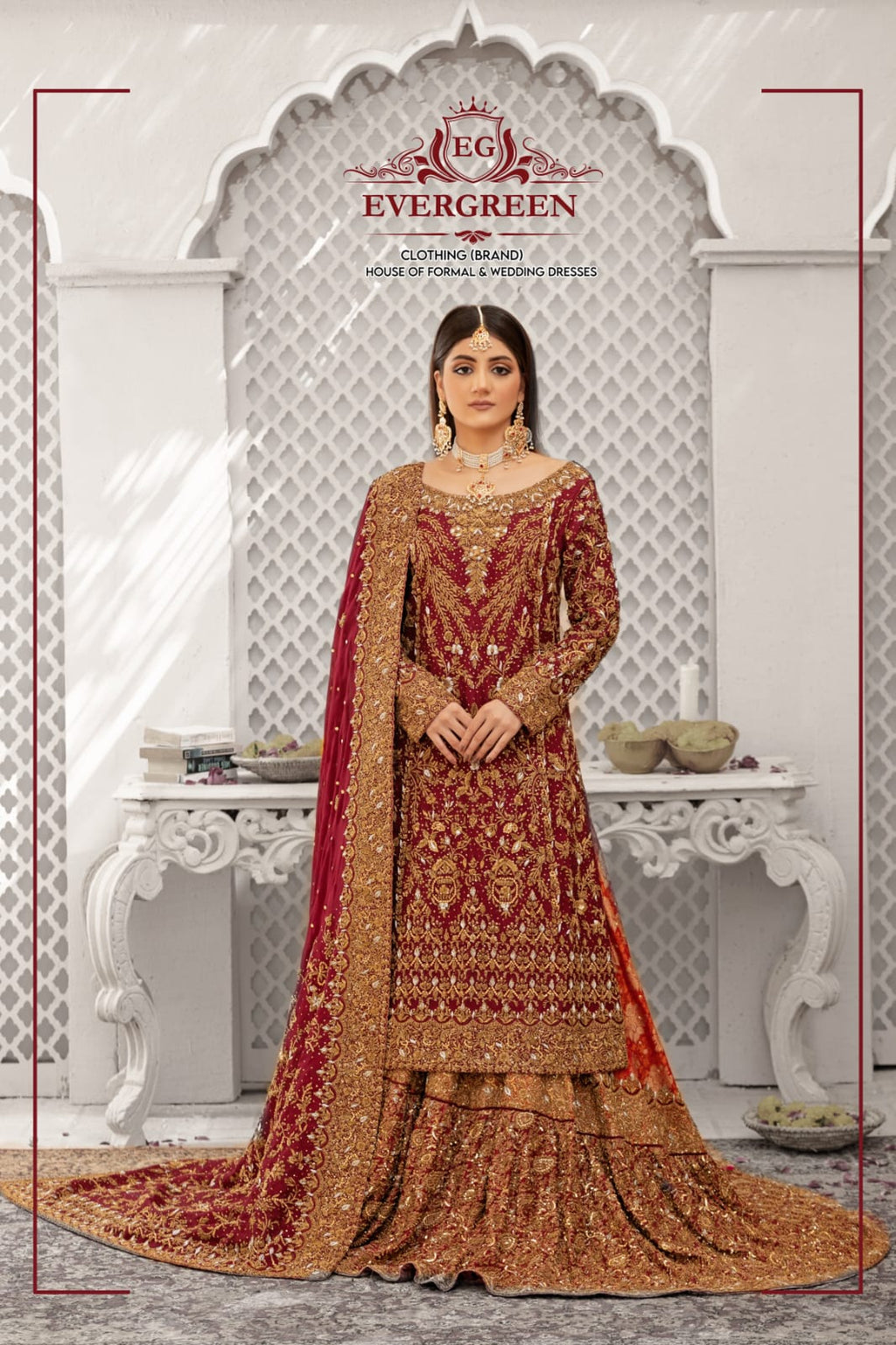 Royal Maroon Bridal Lehenga Choli with Heavy Gold Embroidery & Luxury Shawl Dupatta