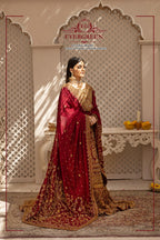 Royal Maroon Bridal Lehenga Choli with Heavy Gold Embroidery & Luxury Shawl Dupatta