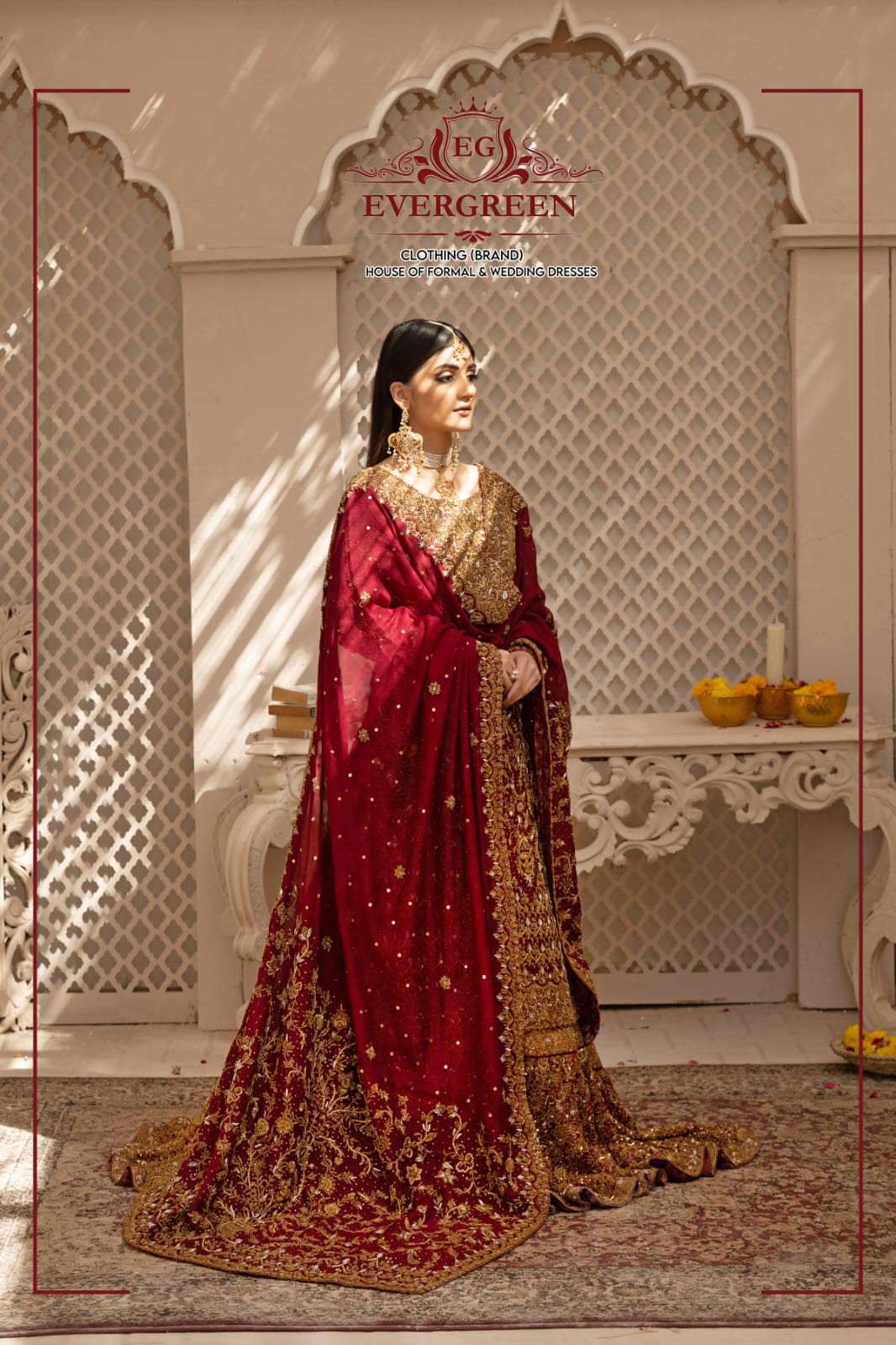 Royal Maroon Bridal Lehenga Choli with Heavy Gold Embroidery & Luxury Shawl Dupatta