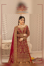 Royal Maroon Bridal Lehenga Choli with Heavy Gold Embroidery & Luxury Shawl Dupatta