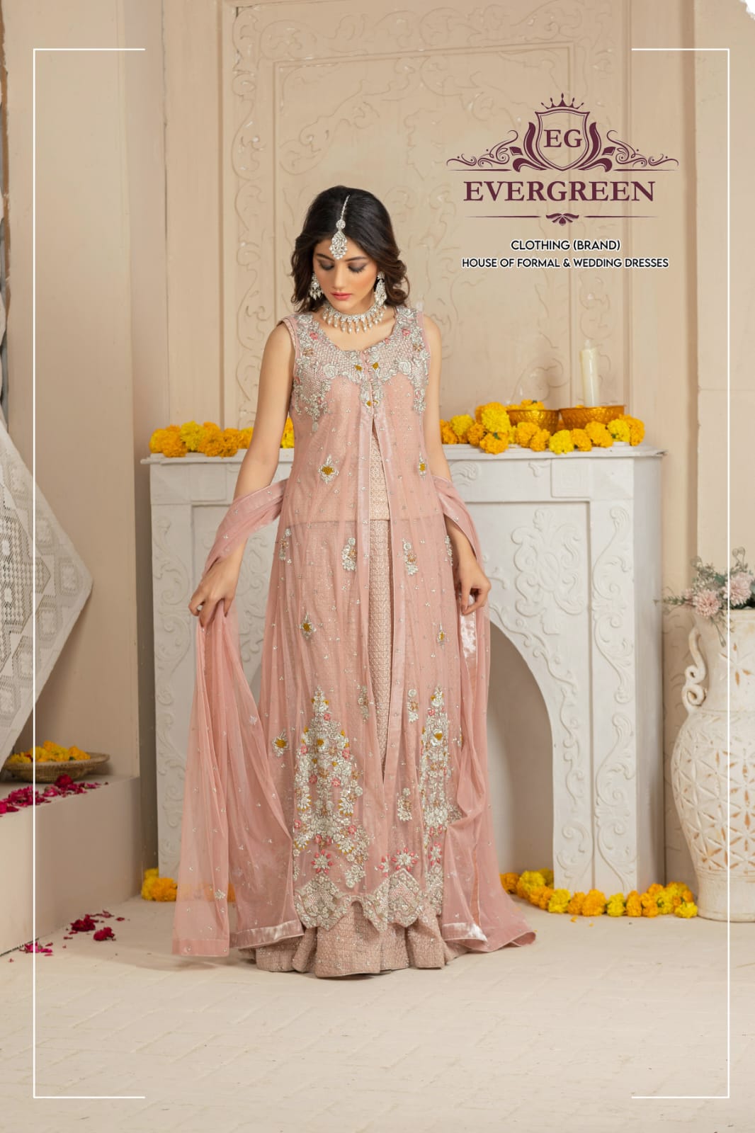 Blush Pink Embroidered Party Wear Gown