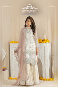 Enchanting Silver & Pink Embroidered Party Sharara Set