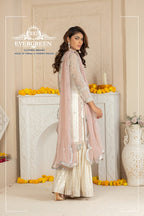 Enchanting Silver & Pink Embroidered Party Sharara Set