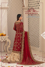 Luxury Maroon Bridal Maxi with Heavy Gold Embroidery & Khadi Net Dupatta